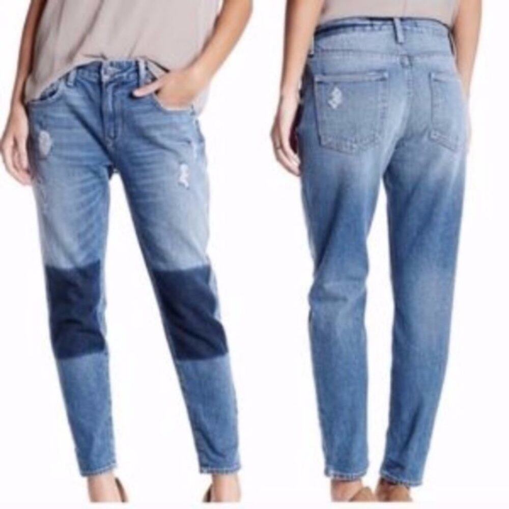 Lovers + Friends Slim Boyfriend Patch Jeans 100% Cotton Size 23